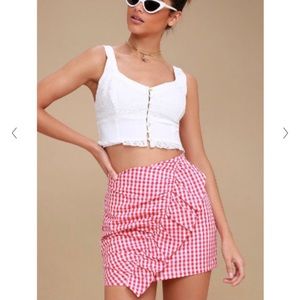 Lulus red gingham print skirt